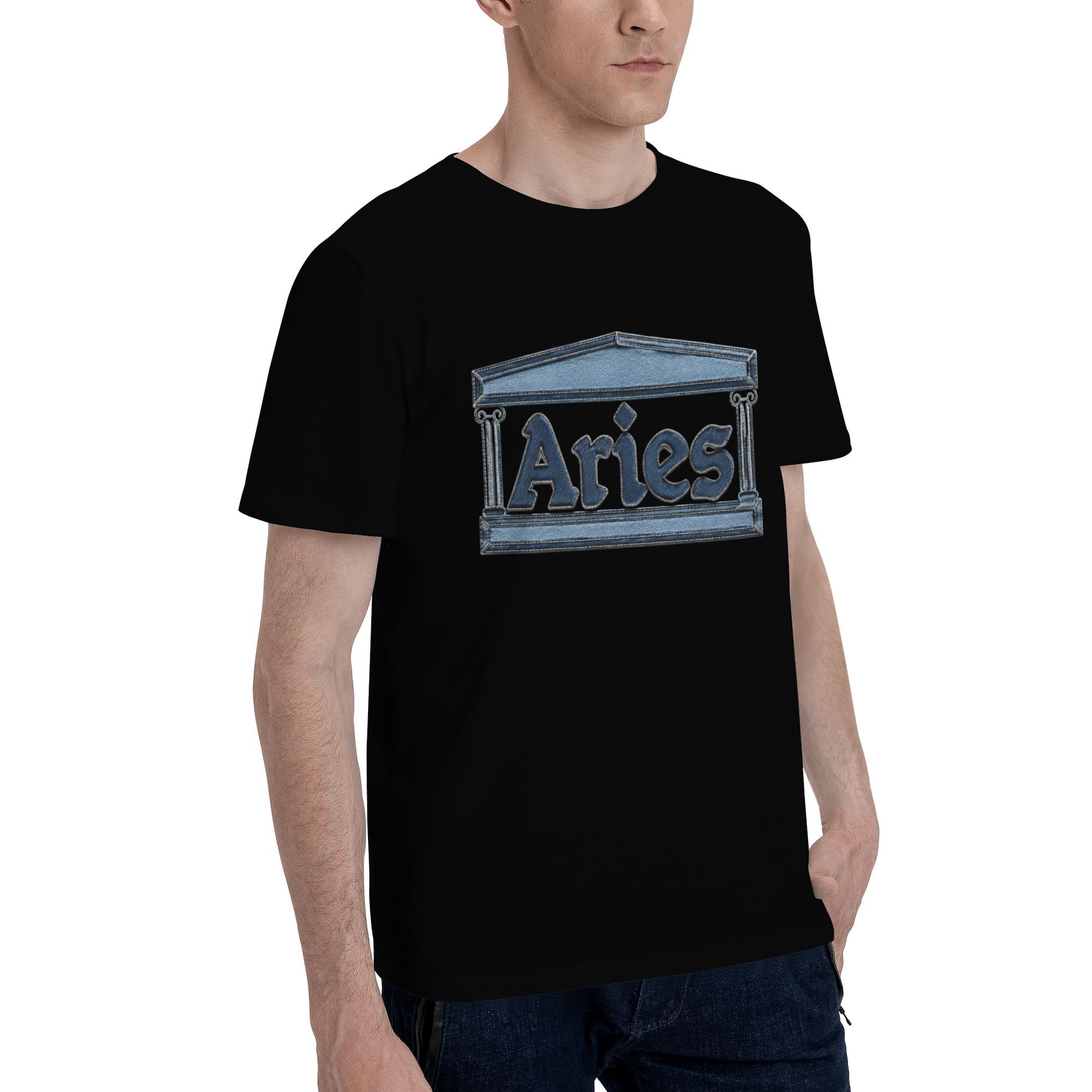 Aries denim patchwork effect T-shirt - Image 2