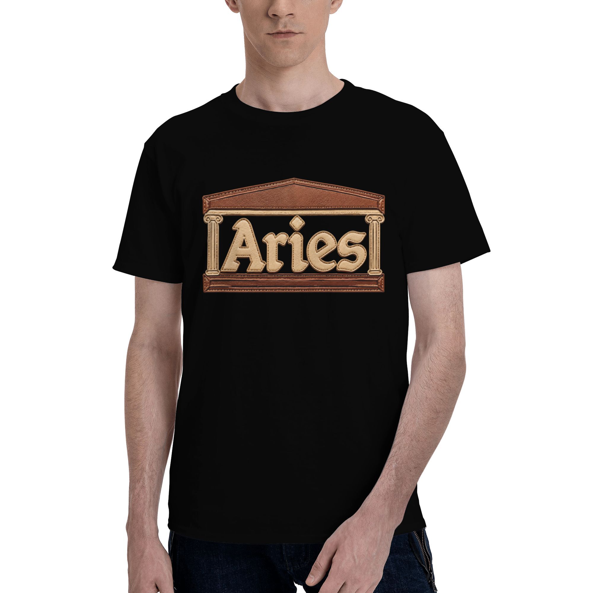 Aries leather patchwork effect T-shirt