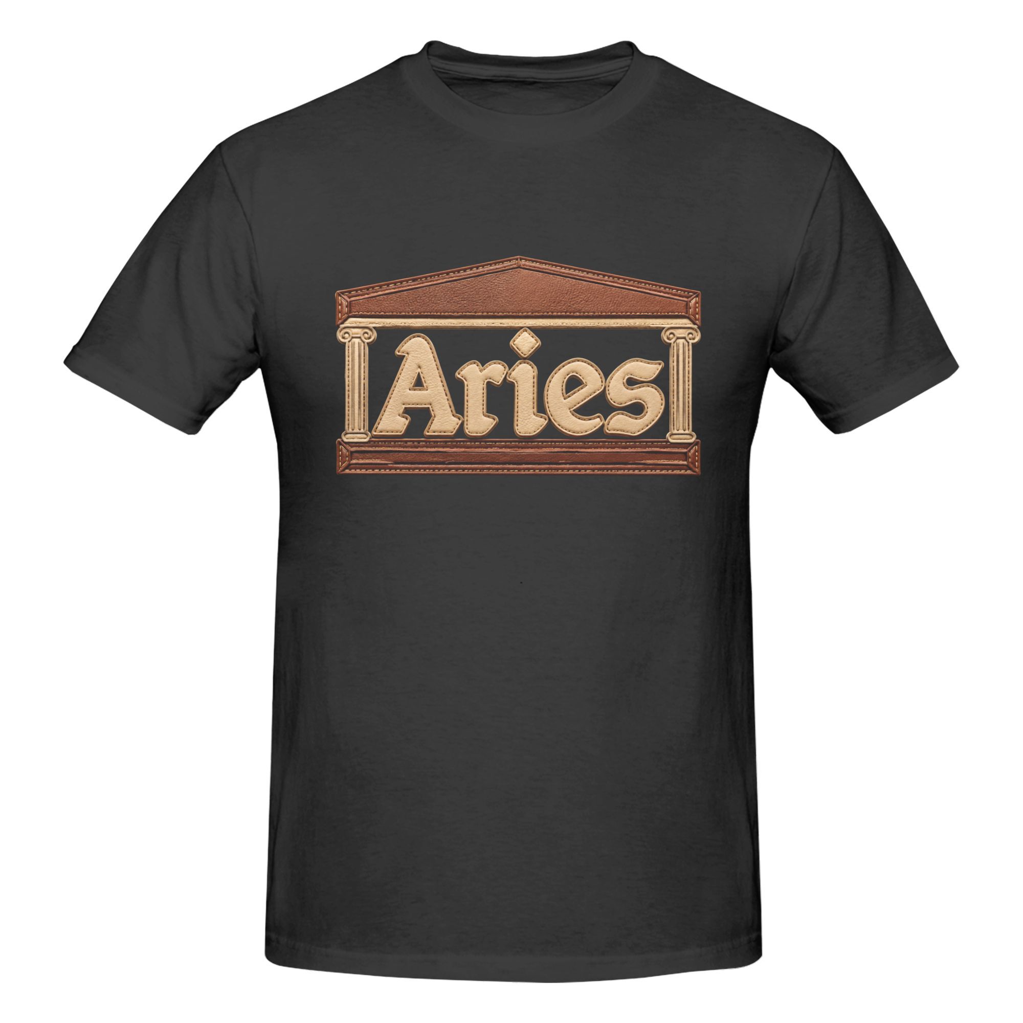 Aries leather patchwork effect T-shirt - Image 4