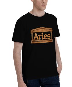 Alternative view of Aries wood grain effect T-shirt