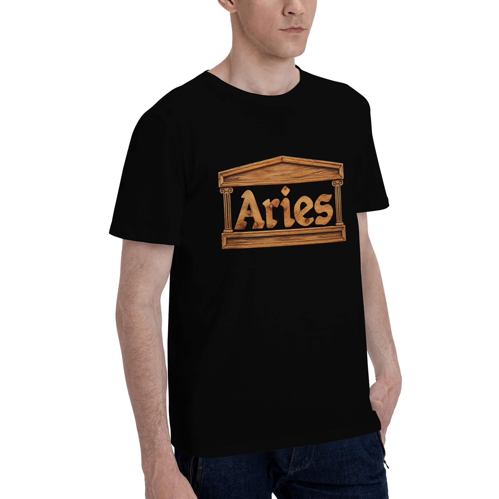 Aries wood grain effect T-shirt - Image 2