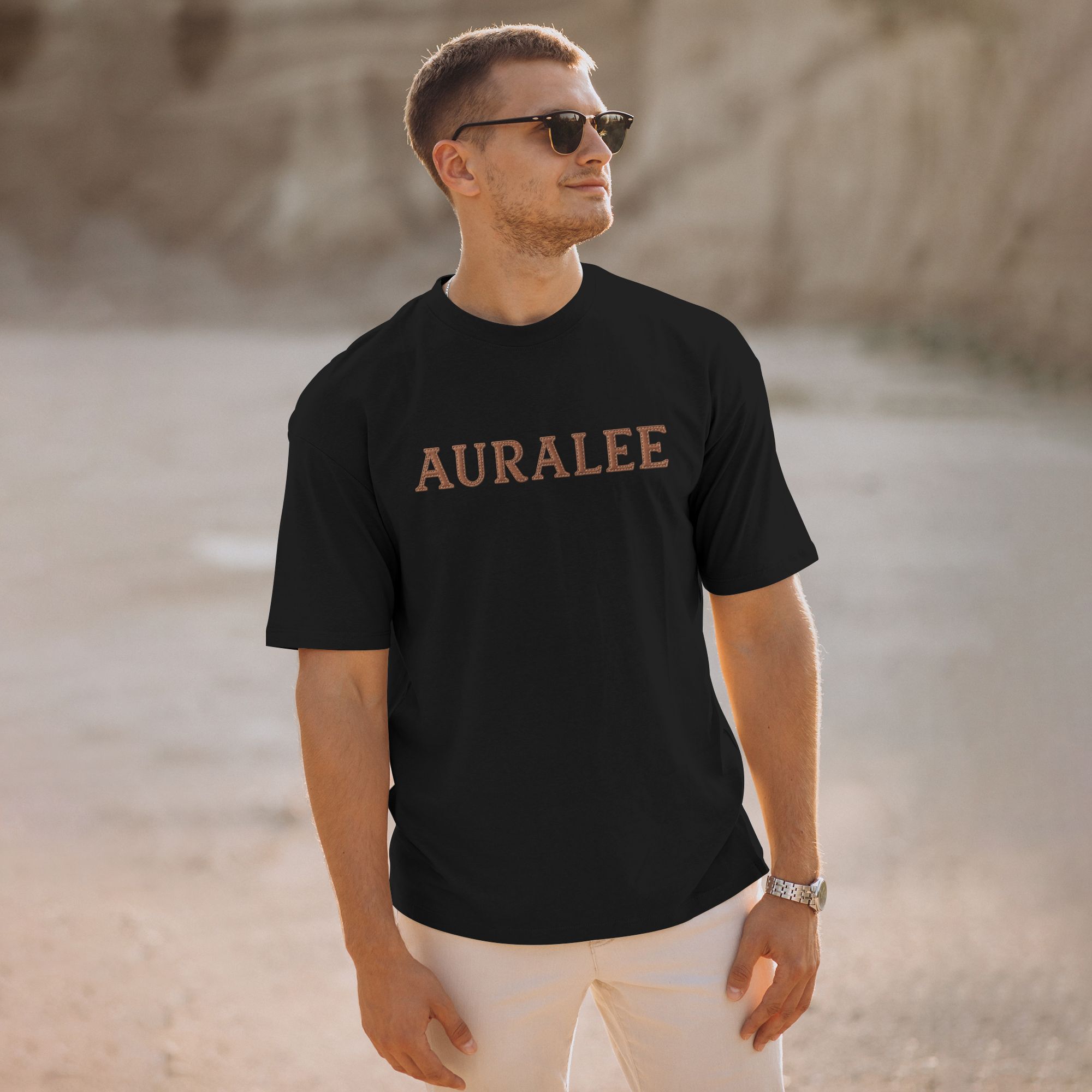 Auralee leather patchwork effect T-shirt - Image 7