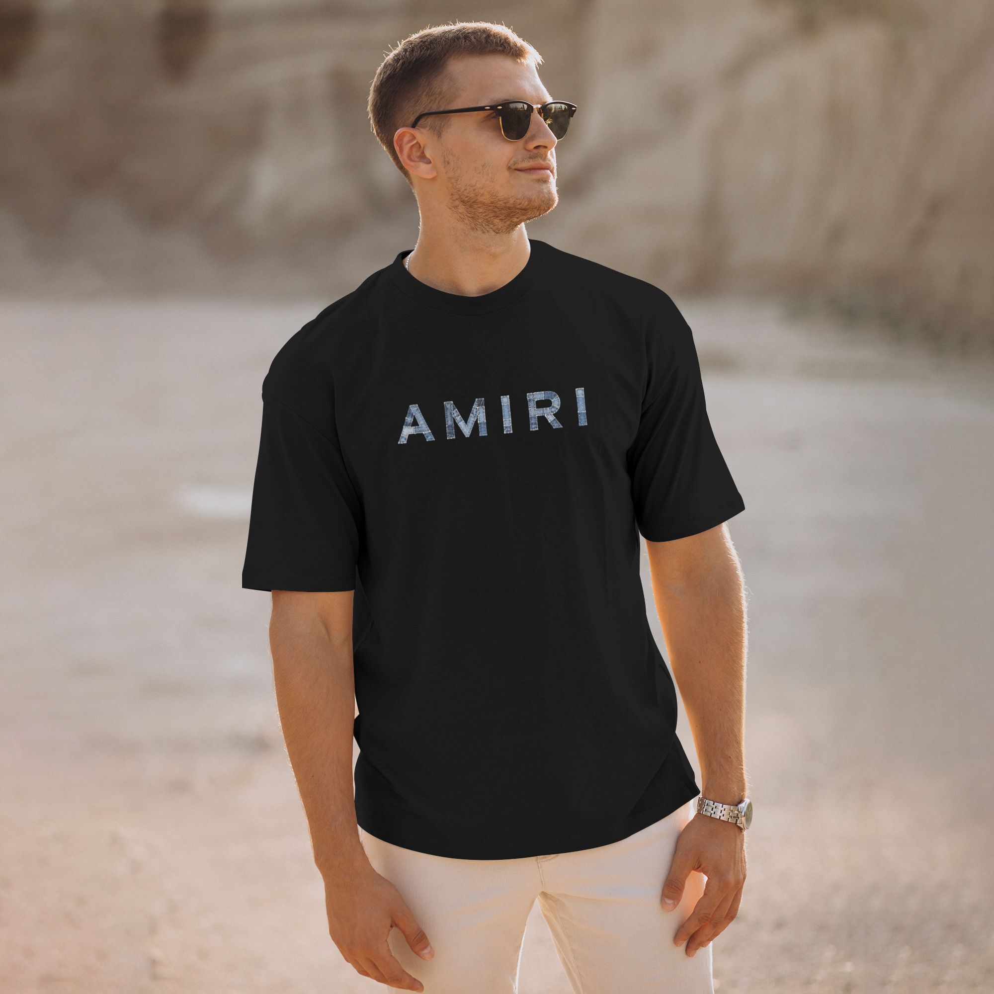 Amiri denim patchwork effect T-shirt - Image 7